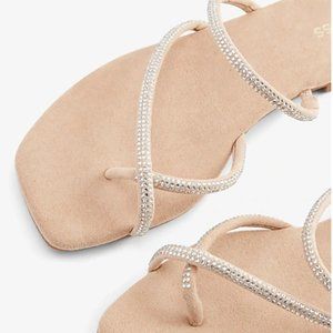 Metallic Strappy Toe Ring Slide Sandals